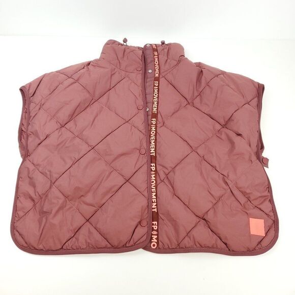 Free People Movement Chill Out Packable Puffer Poncho Scarf Vest One Size - Picture 4 of 15